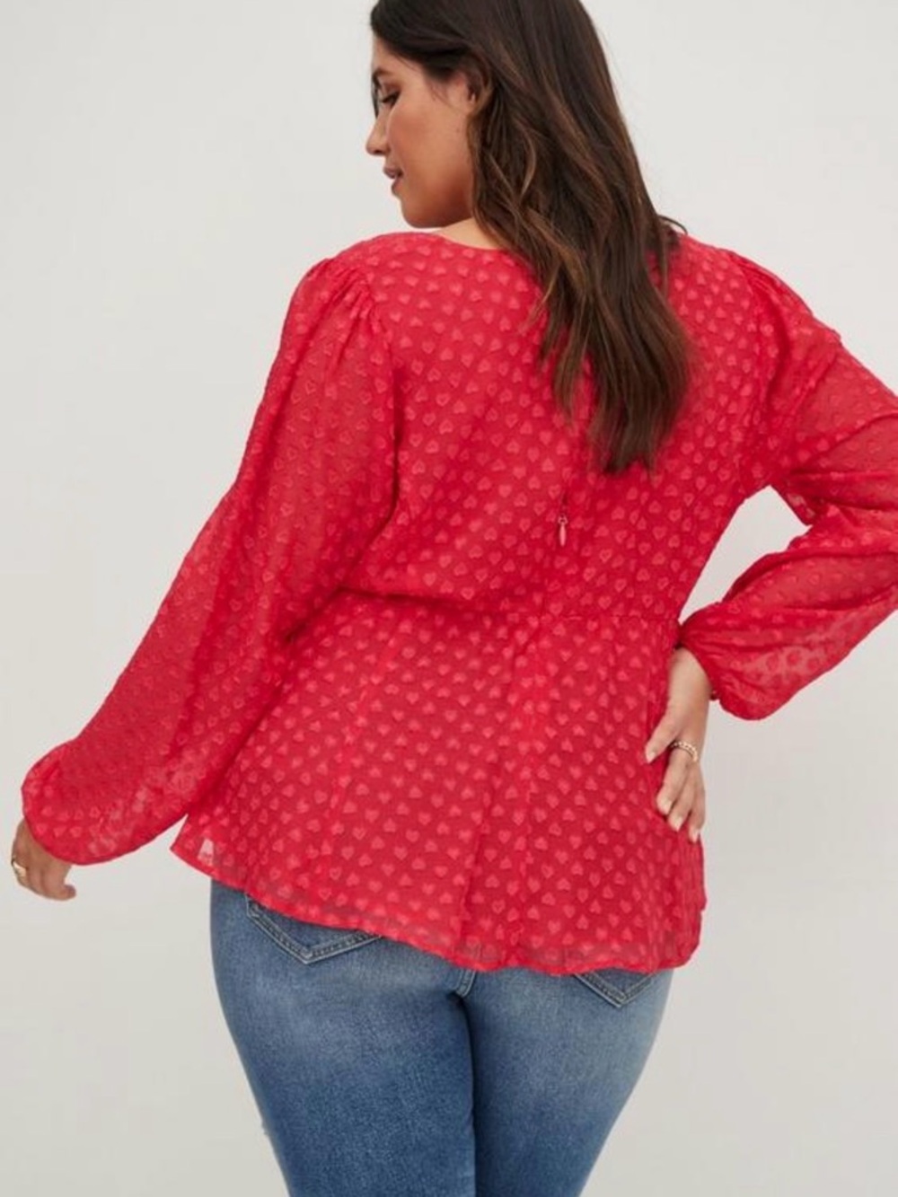 NWT Torrid Peplum Chiffon Clip Heart Blouse Size 0 12 NEW - Picture 4 of 15